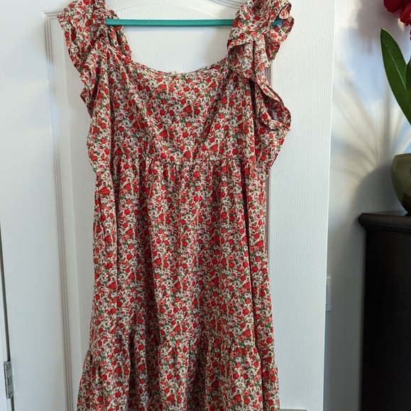 ❌SOLD❌ Floral Ruffle Trim Dress - Picture 1 of 4